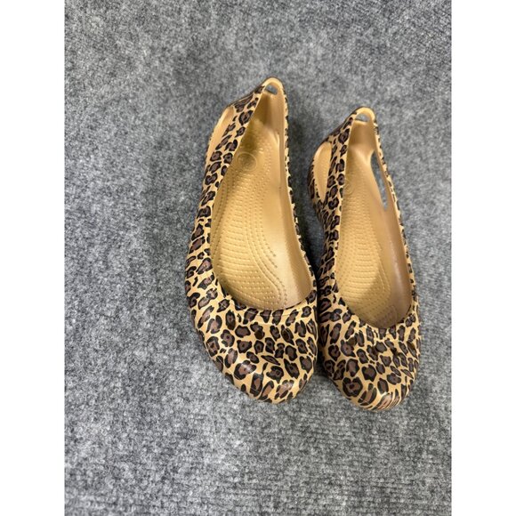 Crocs Women's 11W Leopard Print Flats Slip-On Comfort Shoes Casual - Picture 14 of 16
